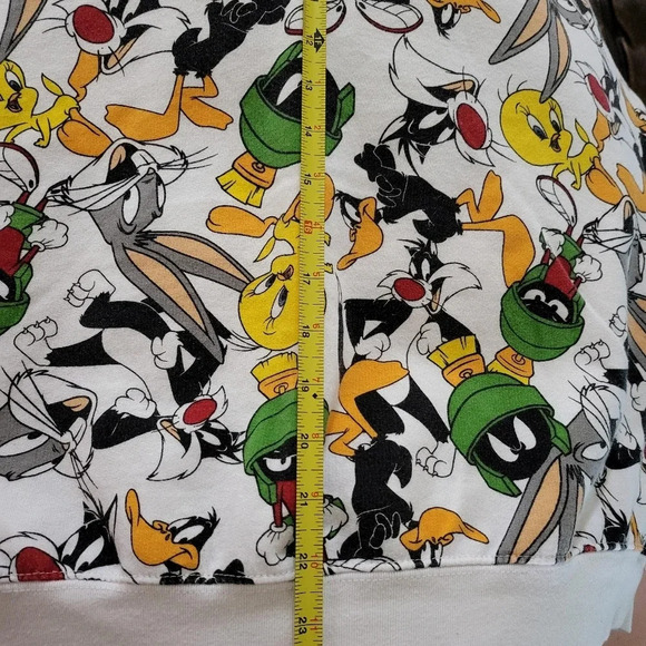 Vintage Looney Toons Sweatshirt Women's XXL 19 White Bugs Tweety Daffy 90's - Picture 5 of 7